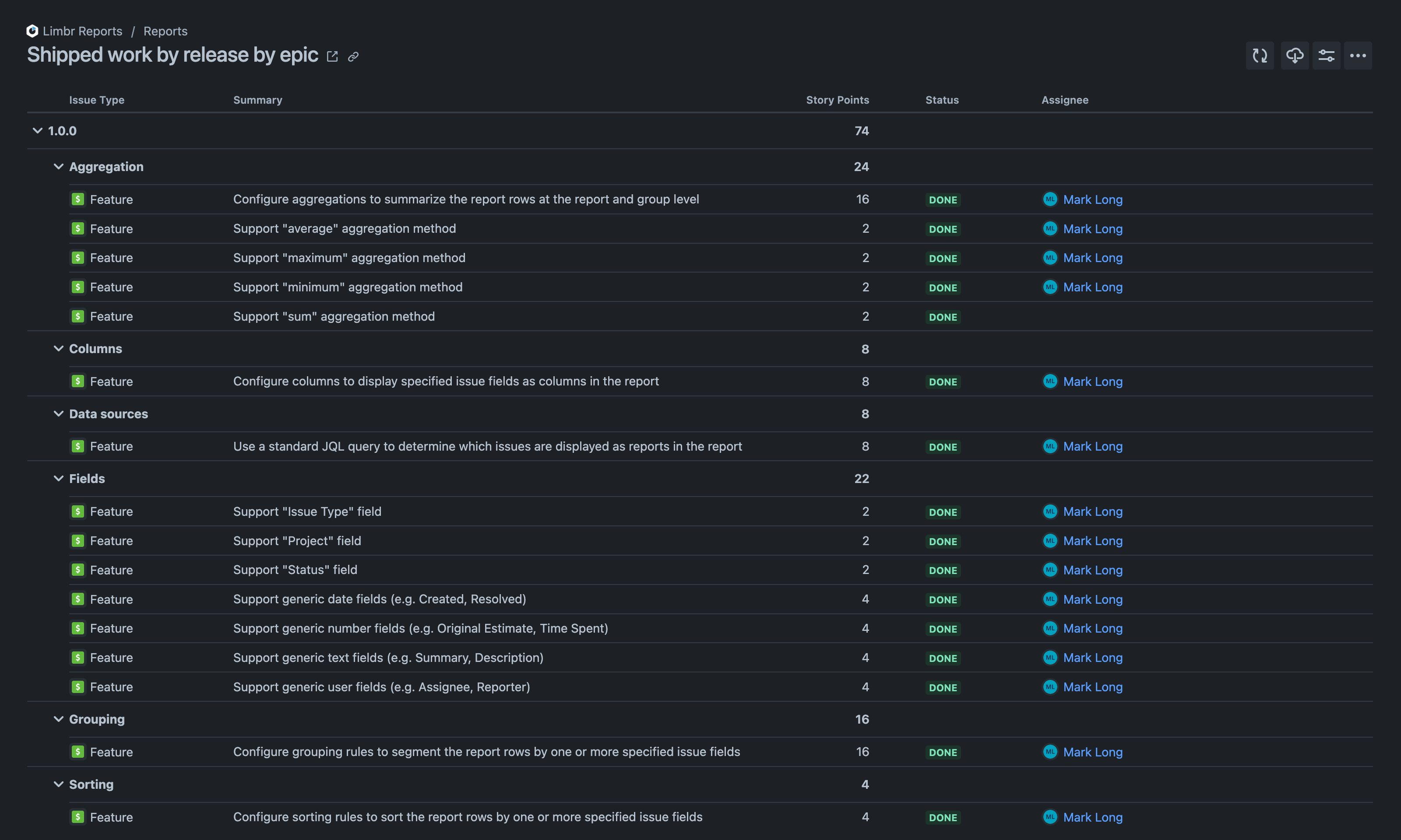 Limbr Reports product screenshot