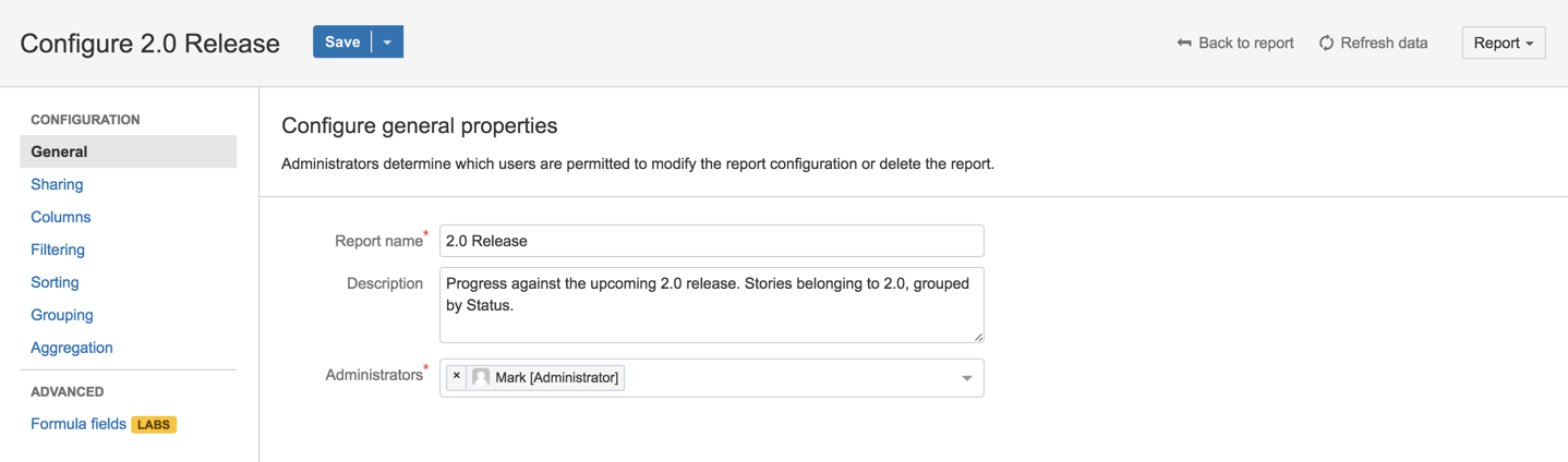 General settings showing the new 'Administrators' field