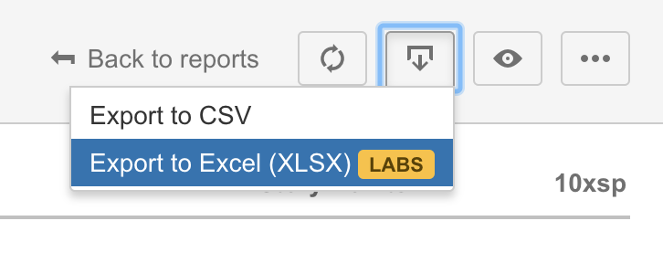 The 'Export' button in the report toolbar