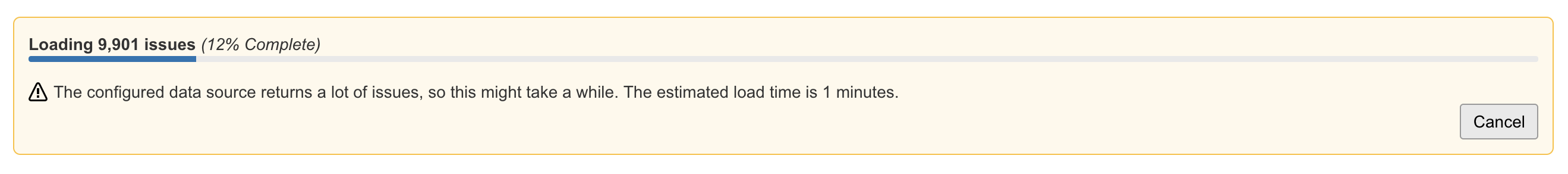 The data loading status indicator showing partial progress