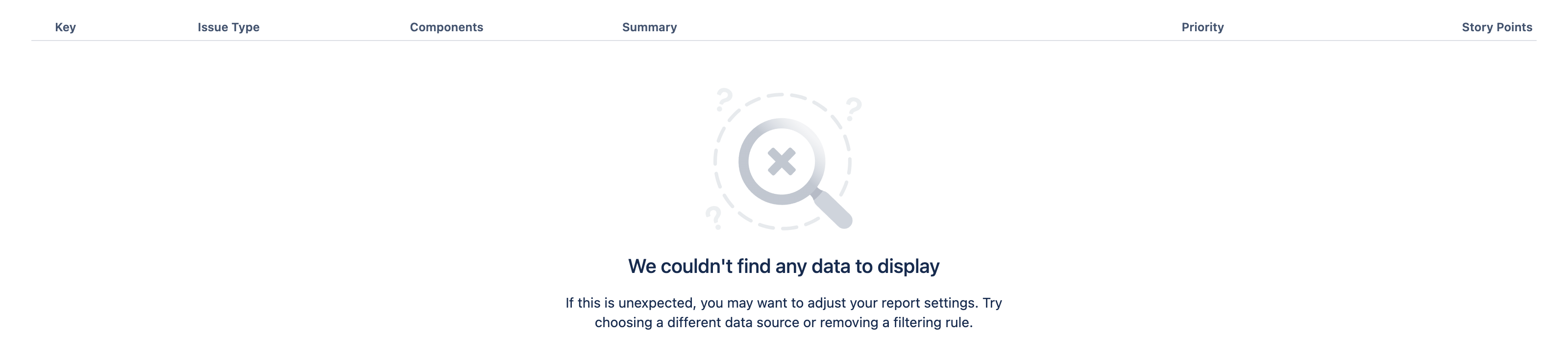 Preview pane with 'We couldn't find any data to display' message