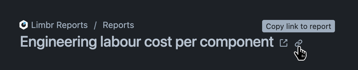 Report screen header with the 'Copy link to report' icon hovered