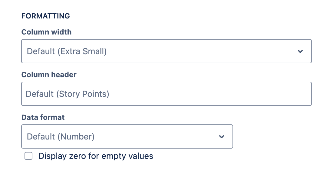 Formatting section with 'Data format' options available for a number field