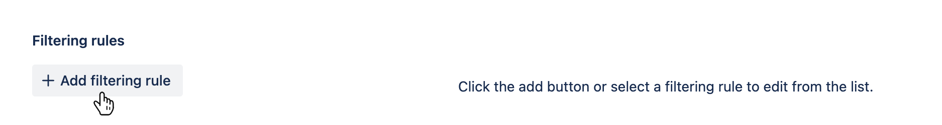 Filtering rules tab with the 'Add filtering rule' button hovered