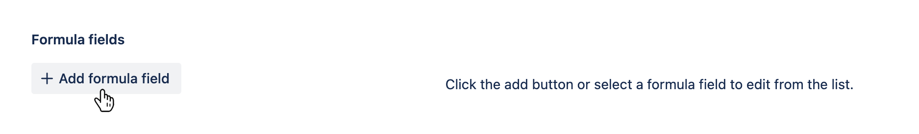 Formula fields tab with the 'Add formula field' button hovered