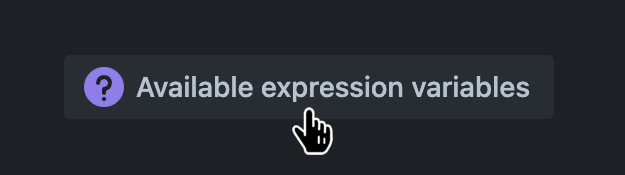 Formula fields tab with the 'Available expression variables' button hovered