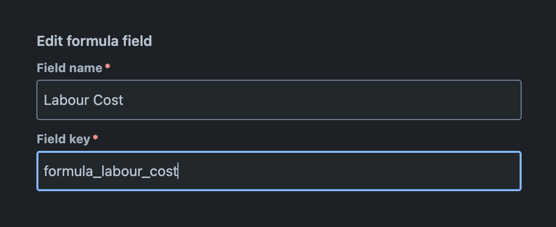 'Field key' field with a valid key populated