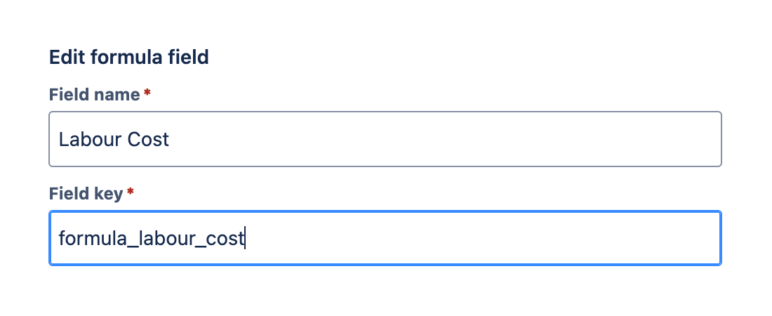 'Field key' field with a valid key populated