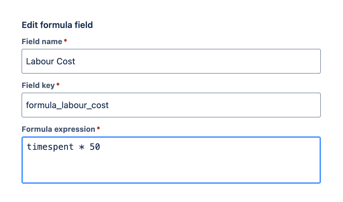 'Formula expression' field with an expression populated