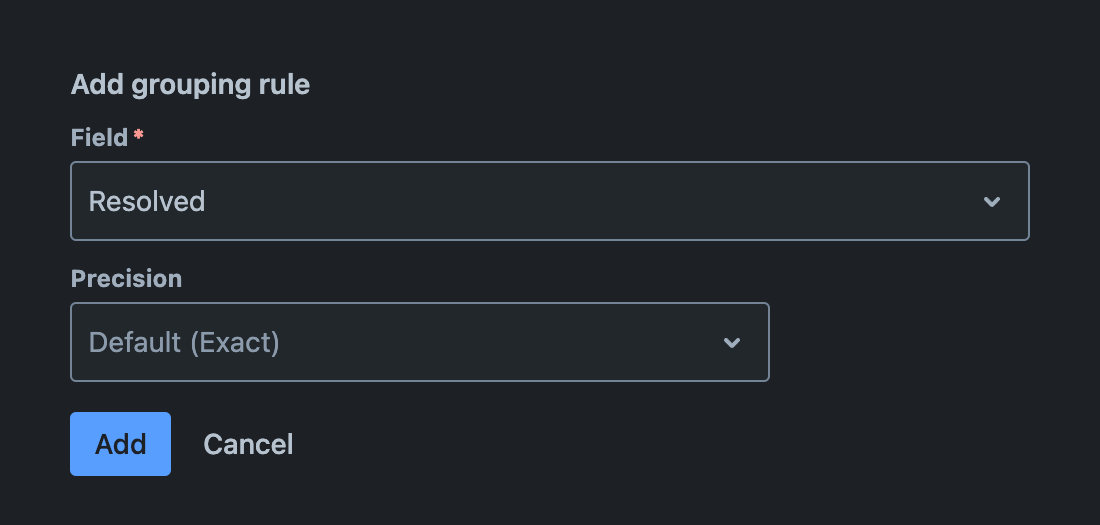 'Field' field with a field selected and the field's optional parameters displayed