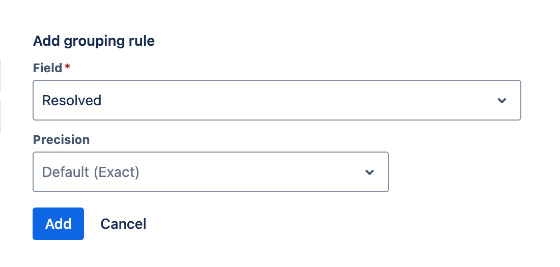 'Field' field with a field selected and the field's optional parameters displayed