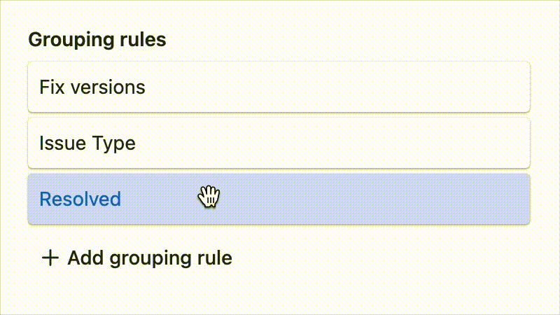 Grouping rules tab with grouping rules being reordered