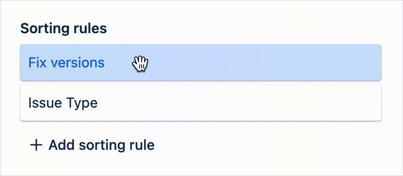 Sorting rules tab with sorting rules being reordered